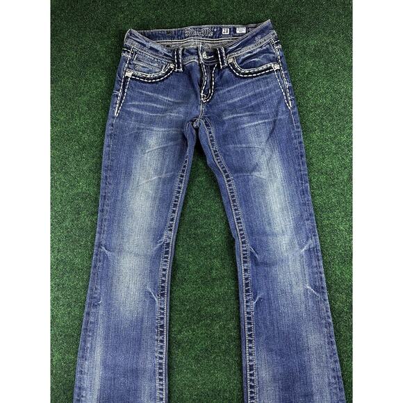 Miss Me Boot Heavy Stitched Cross Jeans - Picture 3 of 7